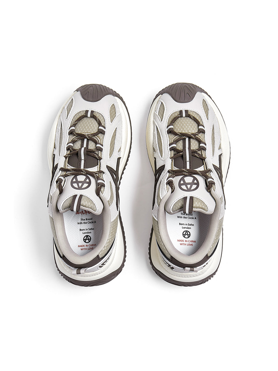 Platform sole underneath view chunky sneakers wave texture pattern visible traction design functional engineering