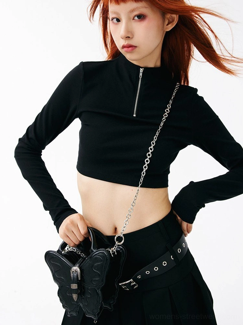 3D punk butterfly bag with bold wing shaped silhouette and dark streetwear styling