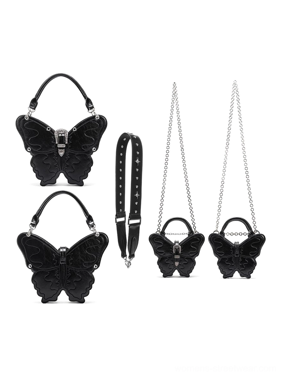 3D punk butterfly bag styled as a statement accessory for Korean street fashion
