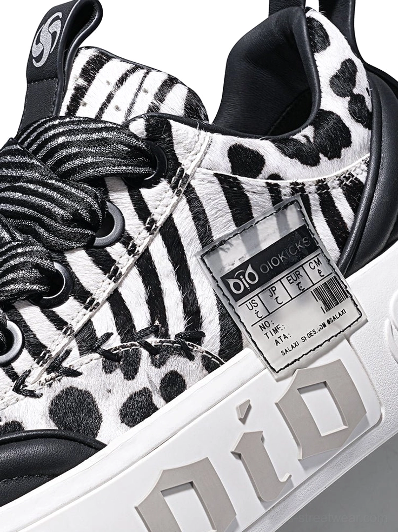 Fashion-forward chunky skate sneakers with animal print detailing for Acubi and Korean streetwear looks