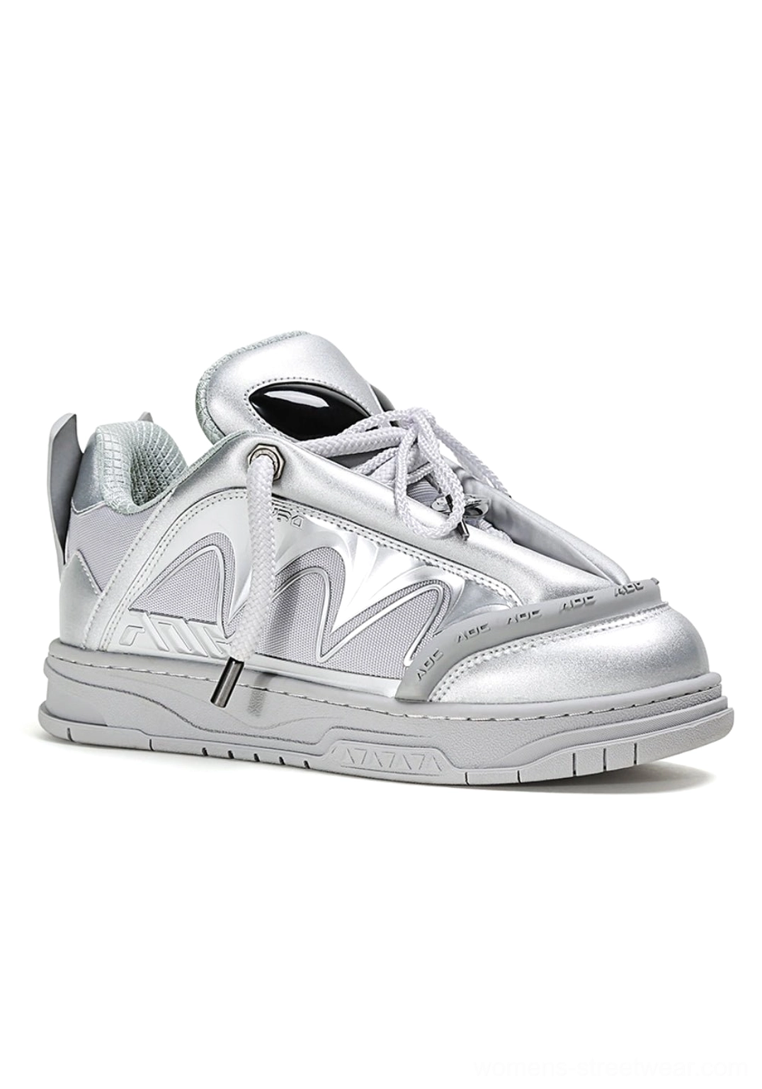 Alien head platform sneakers featuring lace-up construction, layered upper panels, and chunky sole detail