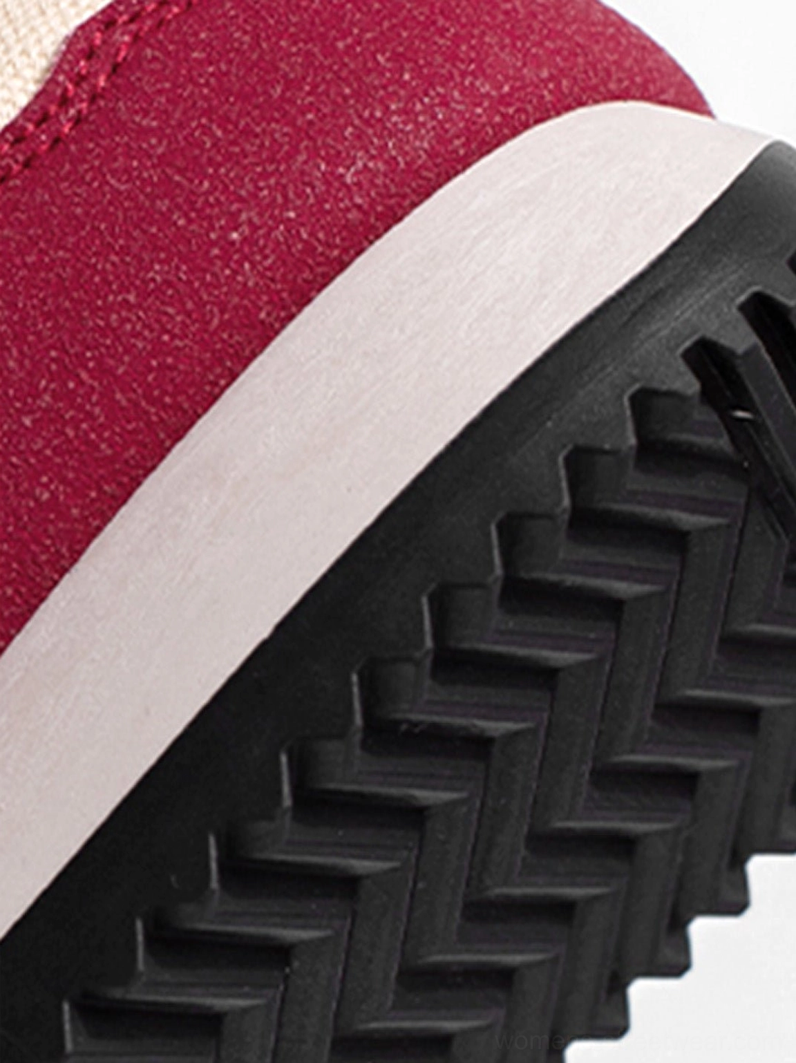 Apple detail red mesh retro runner sneakers for women showing breathable mesh panels and colorful retro athletic design