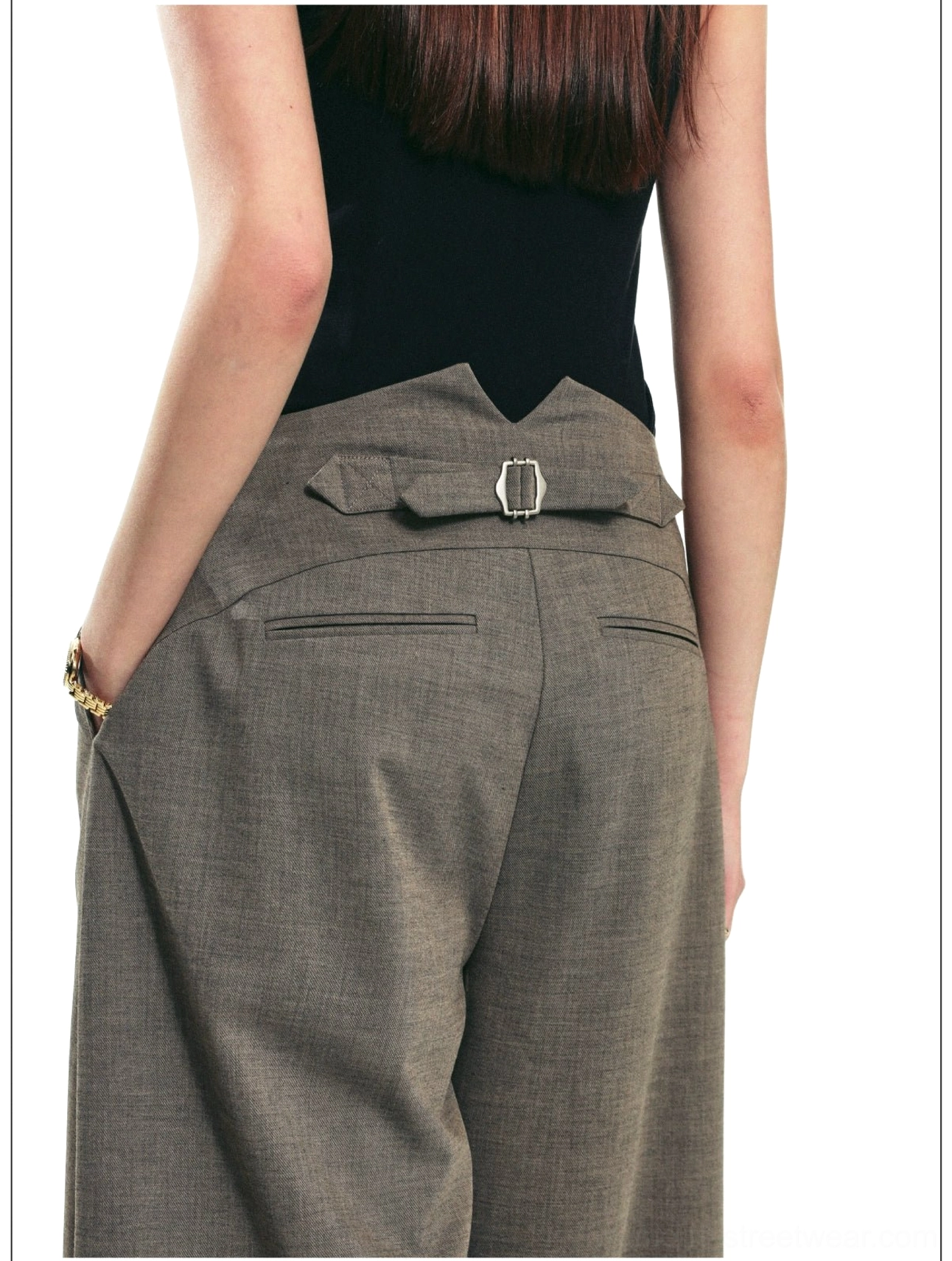 Asymmetric draped wrap wide-leg streetwear pants product image with long flowing silhouette