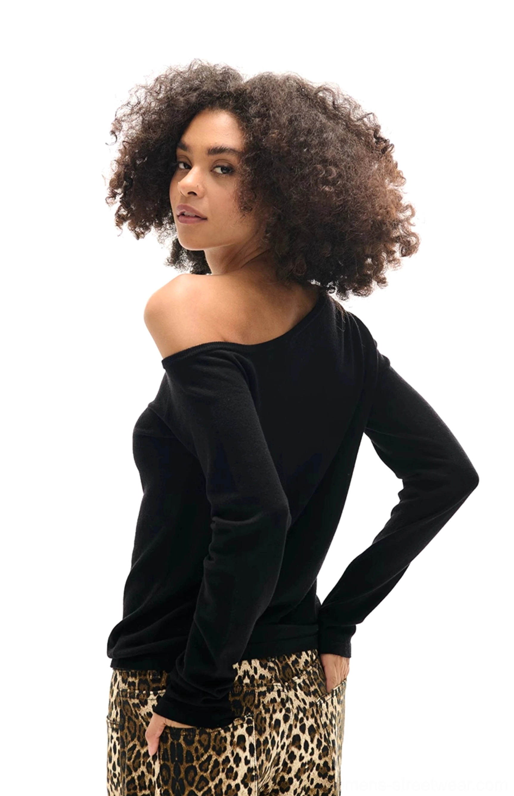 Asymmetrical off-shoulder button-front knit cardigan product image for Korean streetwear styling
