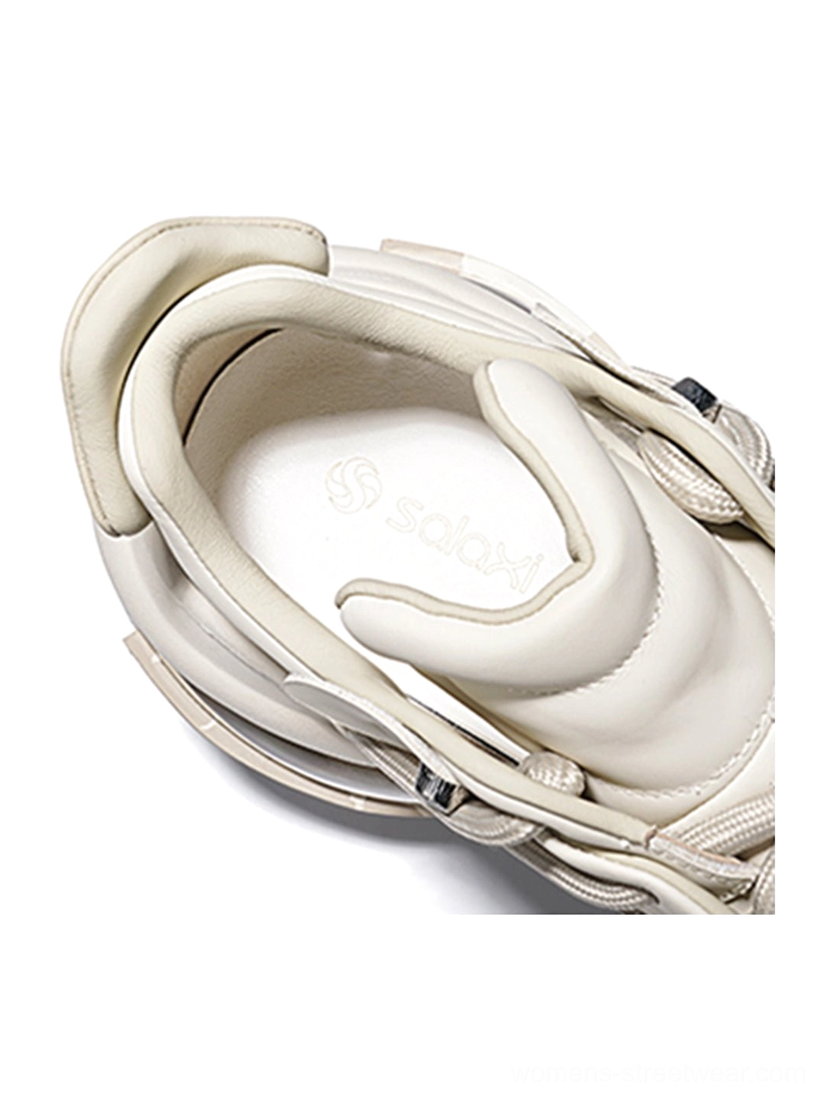 Beige Vortex Mesh Air Cushion Platform Sneakers detailed product view with futuristic platform streetwear construction