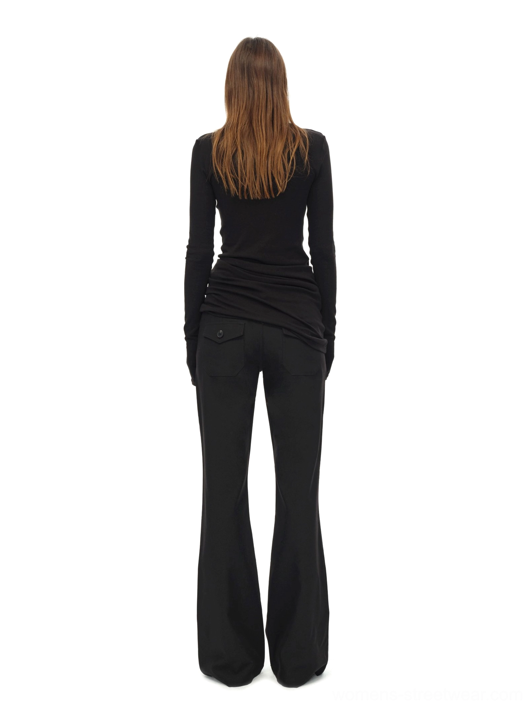 Black Acubi inspired turtleneck knit top product image with fitted long sleeves and soft draping
