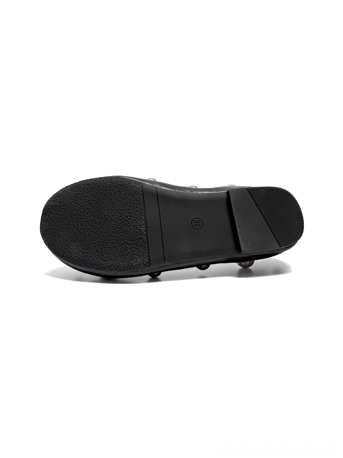 Black crystal stud ballet flats fashion product image with Y2K-inspired silver detailing and modern streetwear styling