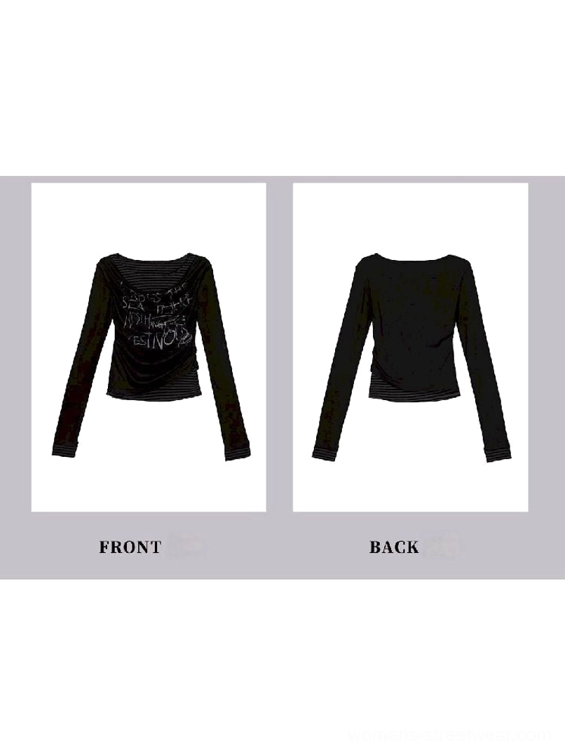 Graffiti layered long sleeve top black colorway streetwear product view
