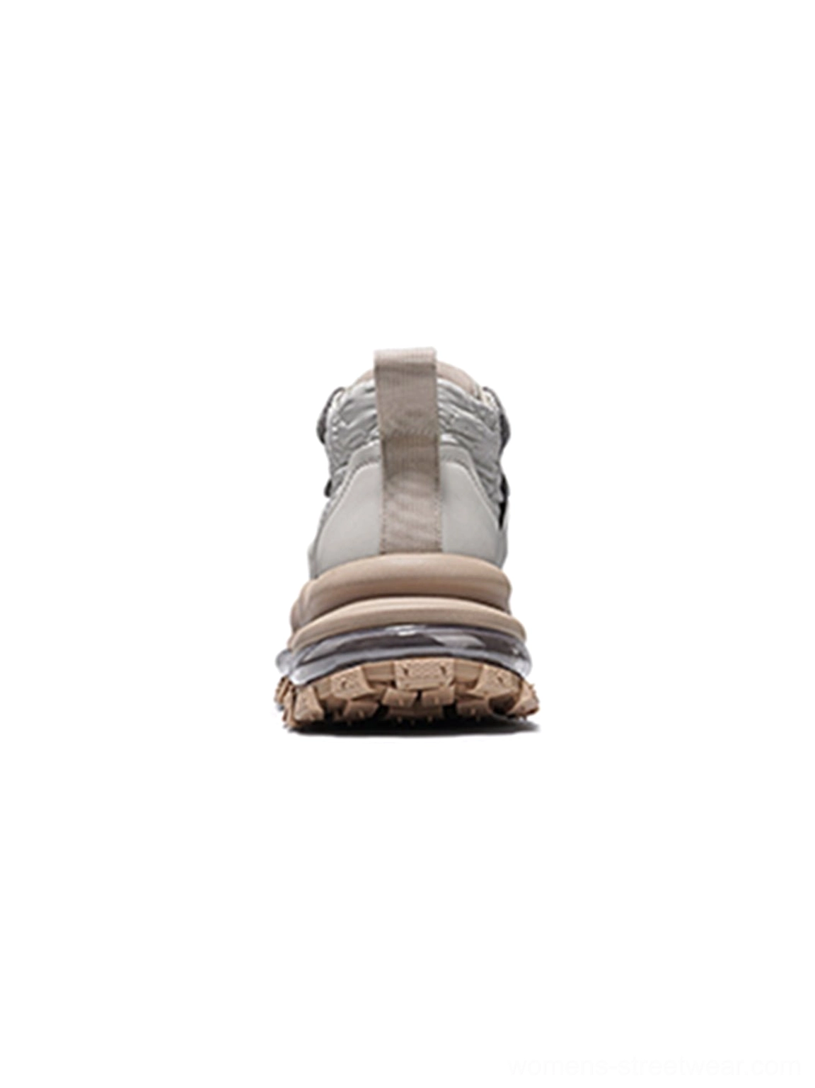 Black mid-top platform trail sneakers with textured upper alternate detail view