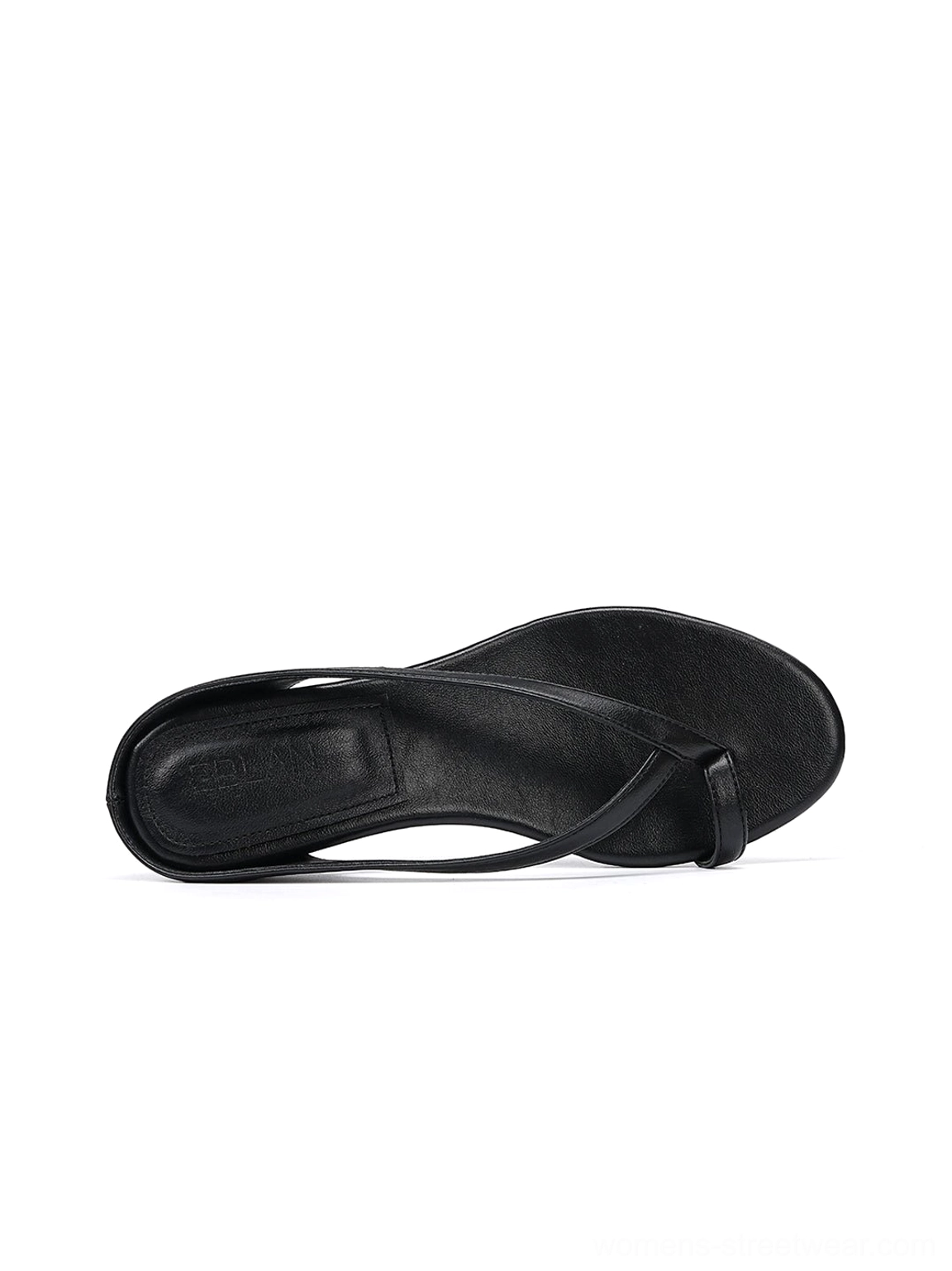 Black minimalist toe ring low wedge flip-flop sandals for Seoul-inspired summer streetwear