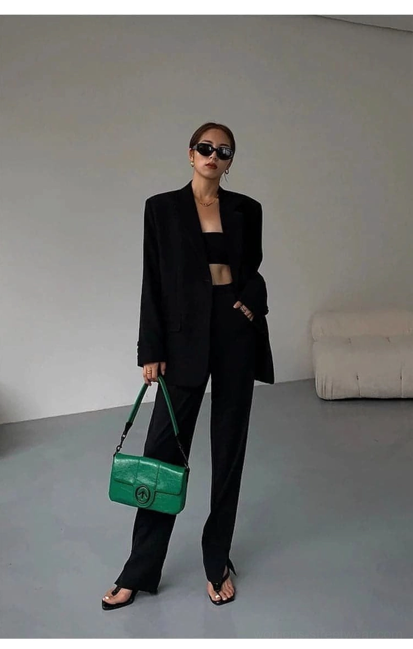 Black oversized blazer summer layering lightweight polyester breathable fabric feature