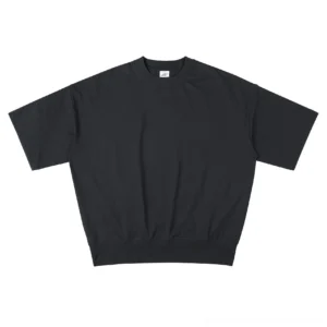 Black oversized relaxed fit sweater tee with ribbed neckline and dropped shoulder unisex streetwear design