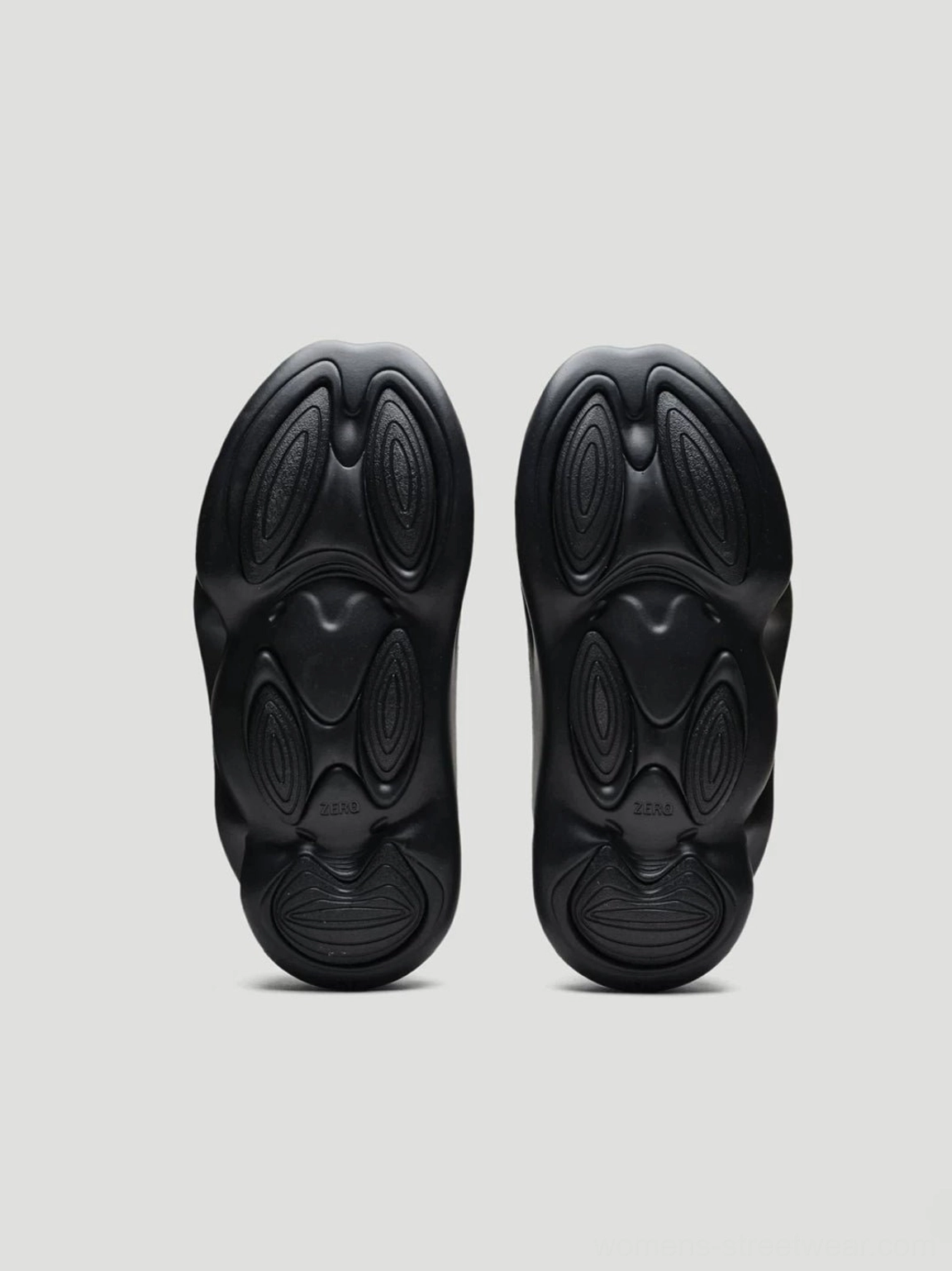 Black Panther perforated platform clog outsole close view showing textured traction tread and molded black sole pattern