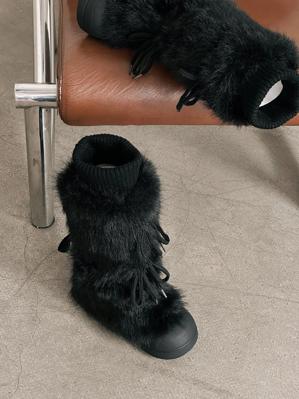Black platform boots with tall shaft for dark streetwear and techwear-inspired styling