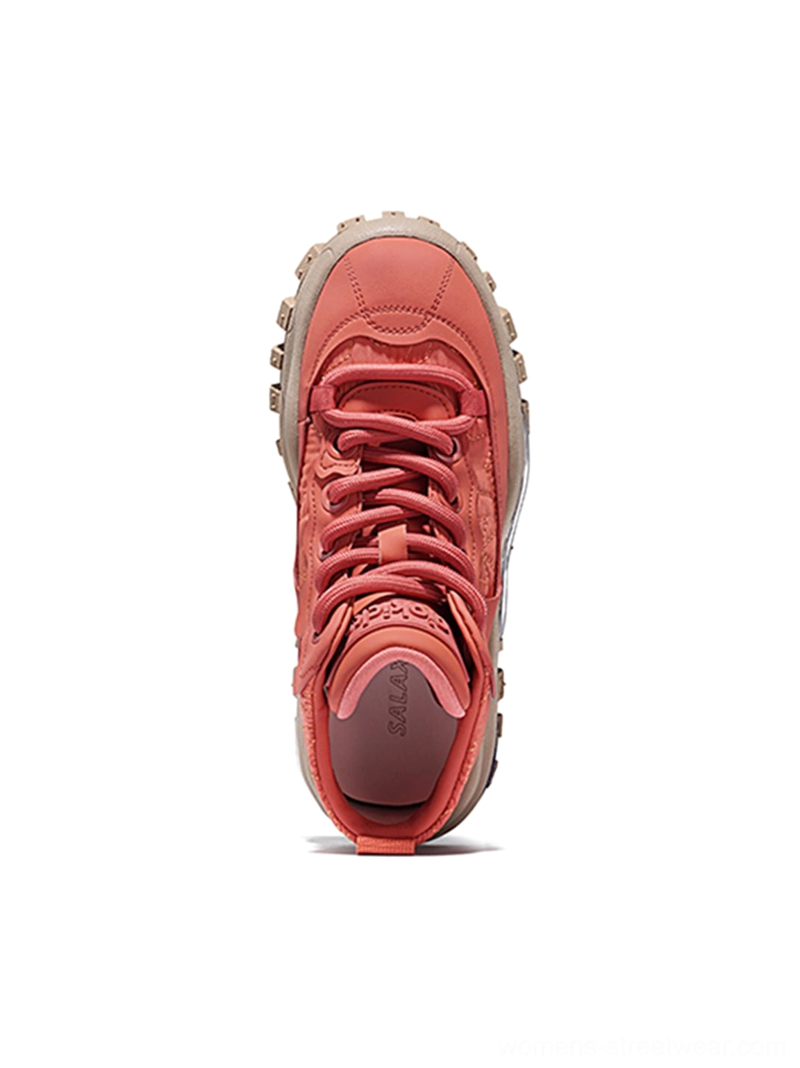 Black trail platform sneakers with air cushion lug sole product detail view