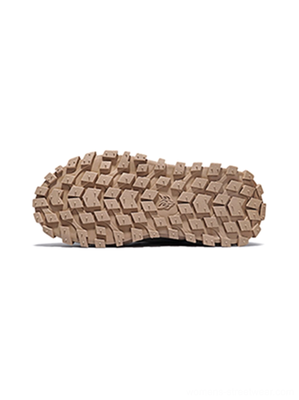 Black trail platform sneakers with deep lug outsole and futuristic air cushion detail