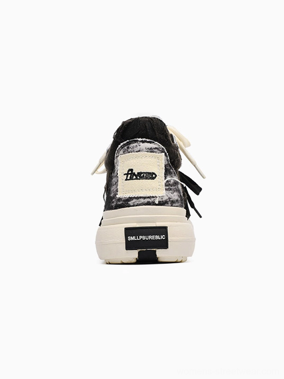 Black and white canvas platform sneakers designed for Y2K grunge outfits, casual styling, and everyday city wear