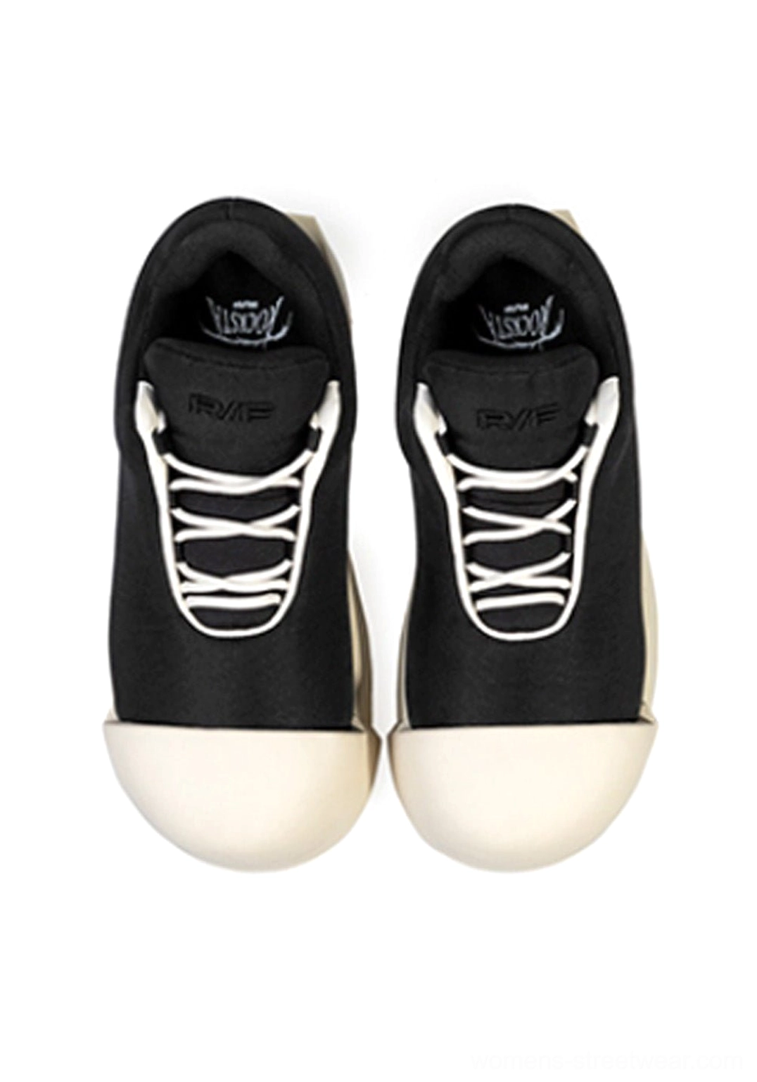 Black and white sculpted toe chunky platform low boots chunky lug sole streetwear footwear detail