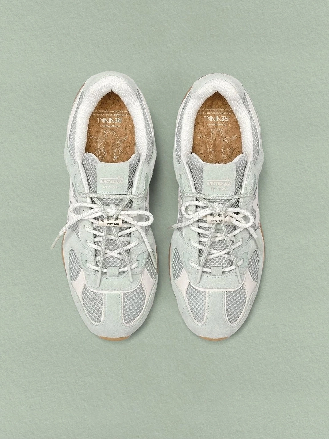 Blue mesh star German trainer sneakers contemporary unisex streetwear product view with retro court-inspired silhouette