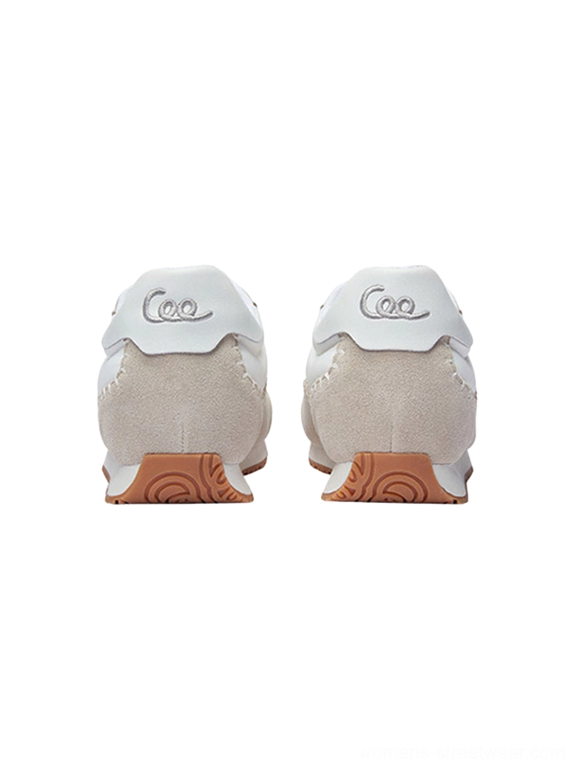Blue and white platform sneakers with decorative stitching, rounded toe, mixed laces, and casual Korean fashion styling