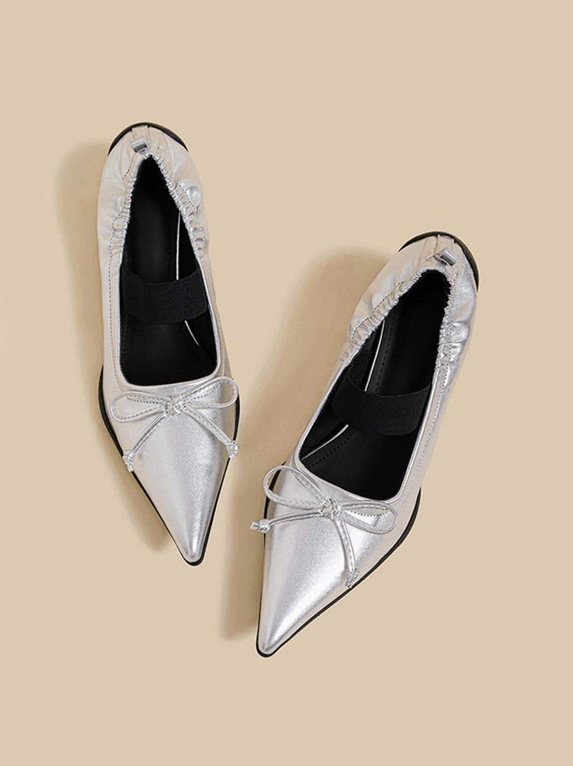 Bow pointed-toe Mary Jane mules with sculpted heels fashion footwear detail view