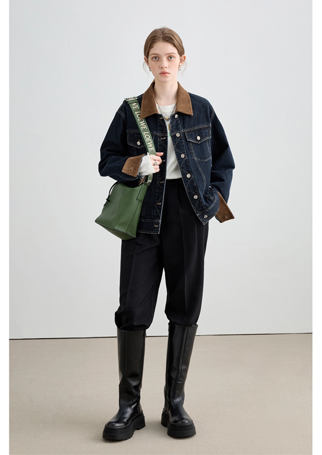 Boxy denim streetwear jacket designed for layering over tops, shirts, knitwear, and lightweight hoodies