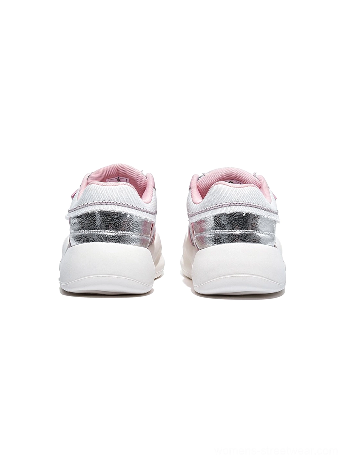 Breathable pastel runner sneakers with cushioned platform sole and metallic detailing for casual Korean streetwear outfits