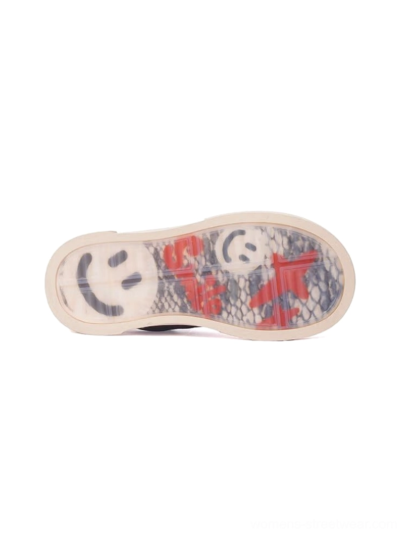 Brown smiley lightning platform sneakers close product view of earth tone upper thick laces and sculpted sole