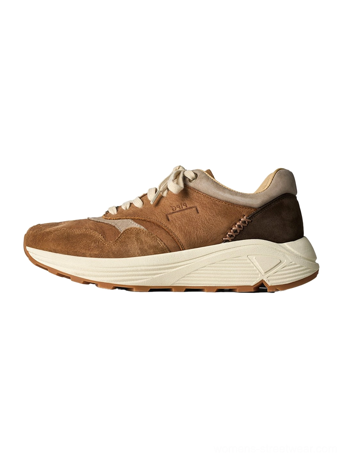 Brown washed trail sneakers in a low top unisex silhouette with flat laces and rounded toe