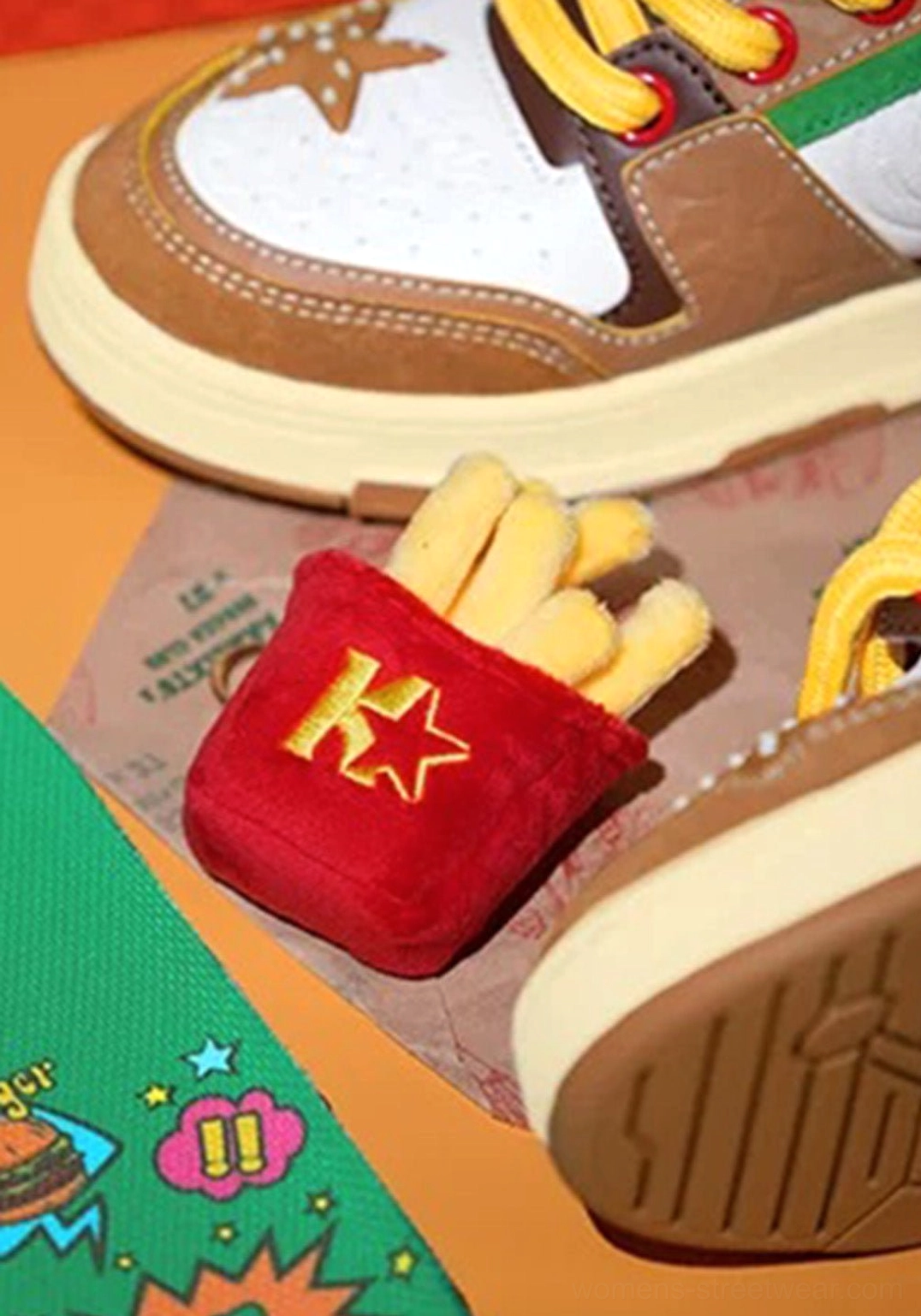 Burger Star low-top skate sneakers detailed product view featuring playful fast-food-inspired streetwear design