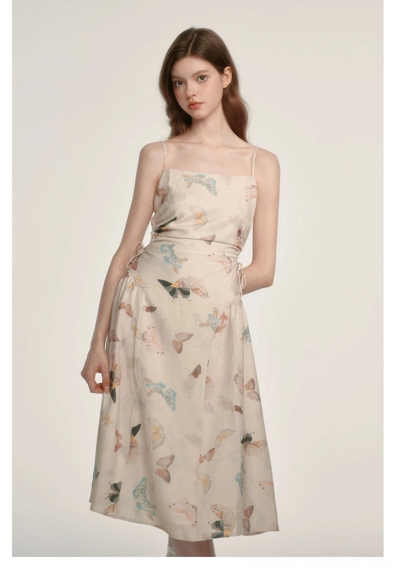 Butterfly print square neck spaghetti strap streetwear dress product image