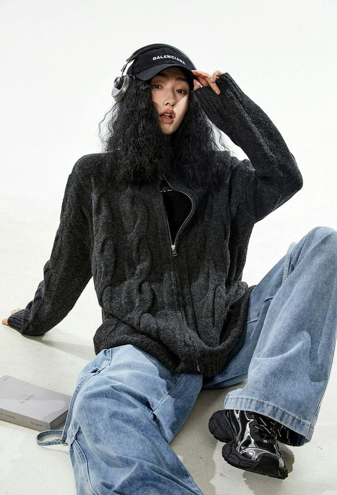 Cable knit zip-up cardigan autumn layering essentials transitional piece