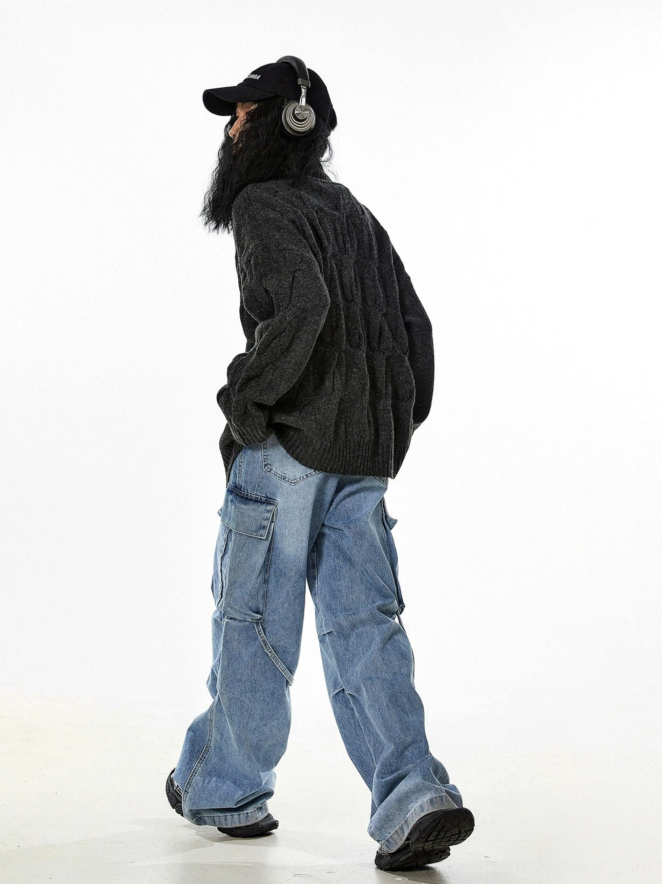 Cable knit cardigan streetwear aesthetic contemporary fashion styling inspiration