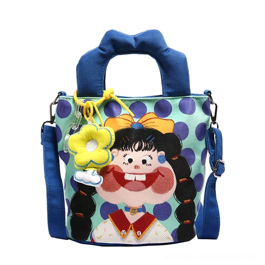 Polyester lining texture and quality of cartoon canvas tote interior showing soft protective fabric and construction details