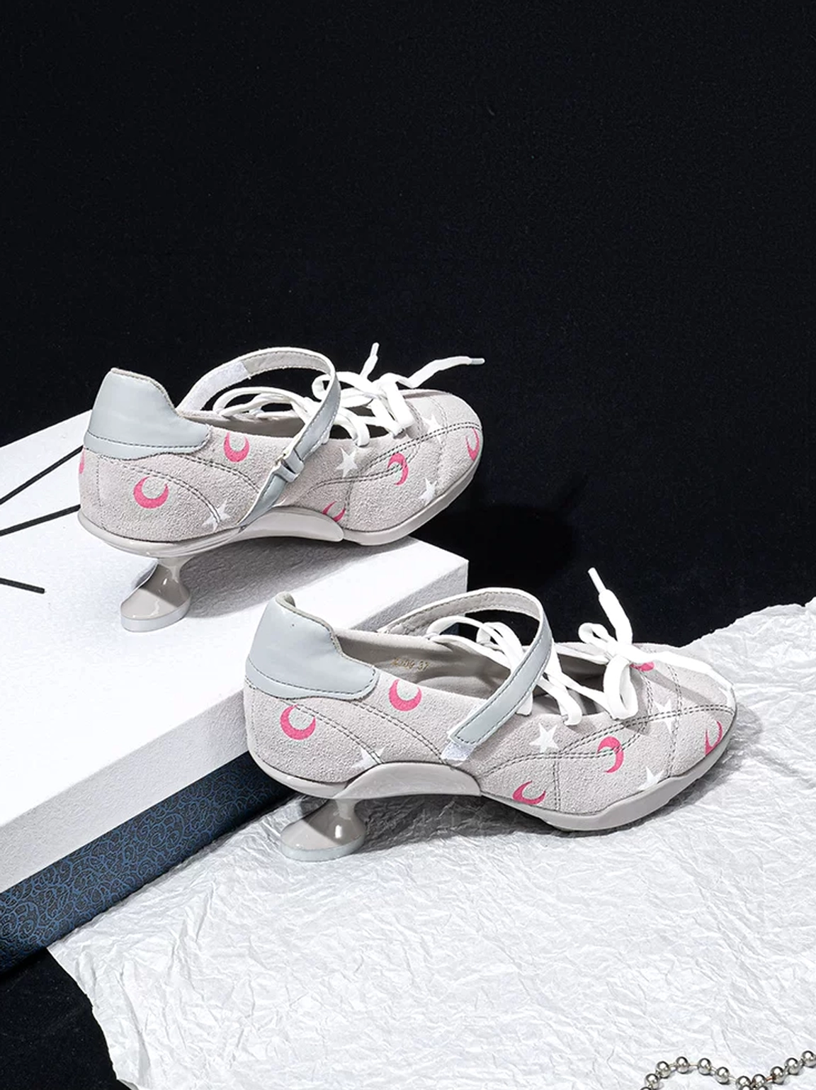 Celestial moon star lace-up low-heel sport Mary Janes detailed product view
