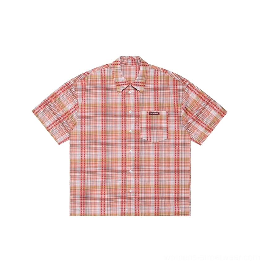 Checkered short sleeve streetwear shirt image showing a versatile layering piece for Y2K, Korean, and casual urban outfits