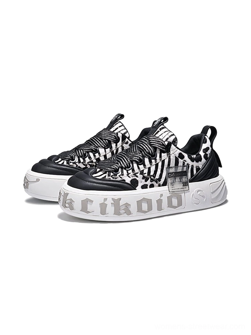Chunky animal print skate sneakers featuring a textured upper and lifted platform sole