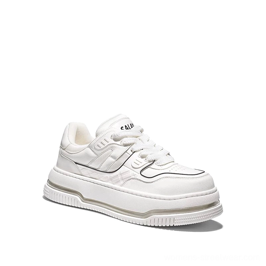 Chunky platform streetwear sneakers with layered color-blocked design cushioned air-support sole and modern casual silhouette