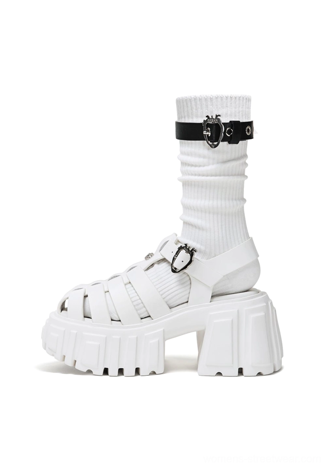 Chunky Roman platform sandals in a modern streetwear footwear design with caged upper and elevated lug sole