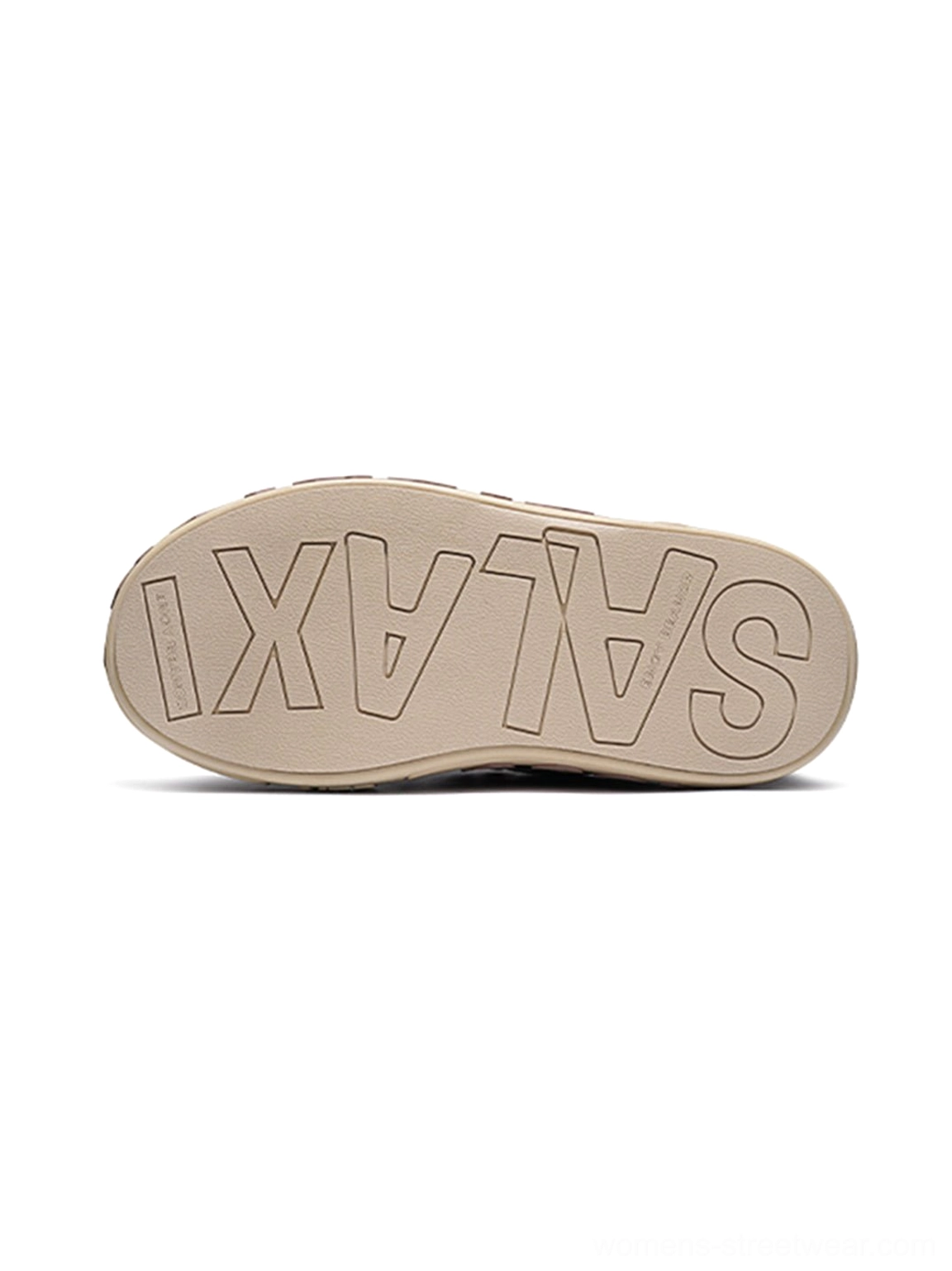 Chunky skate sneaker rubber outsole shown from above with a wide textured platform tread