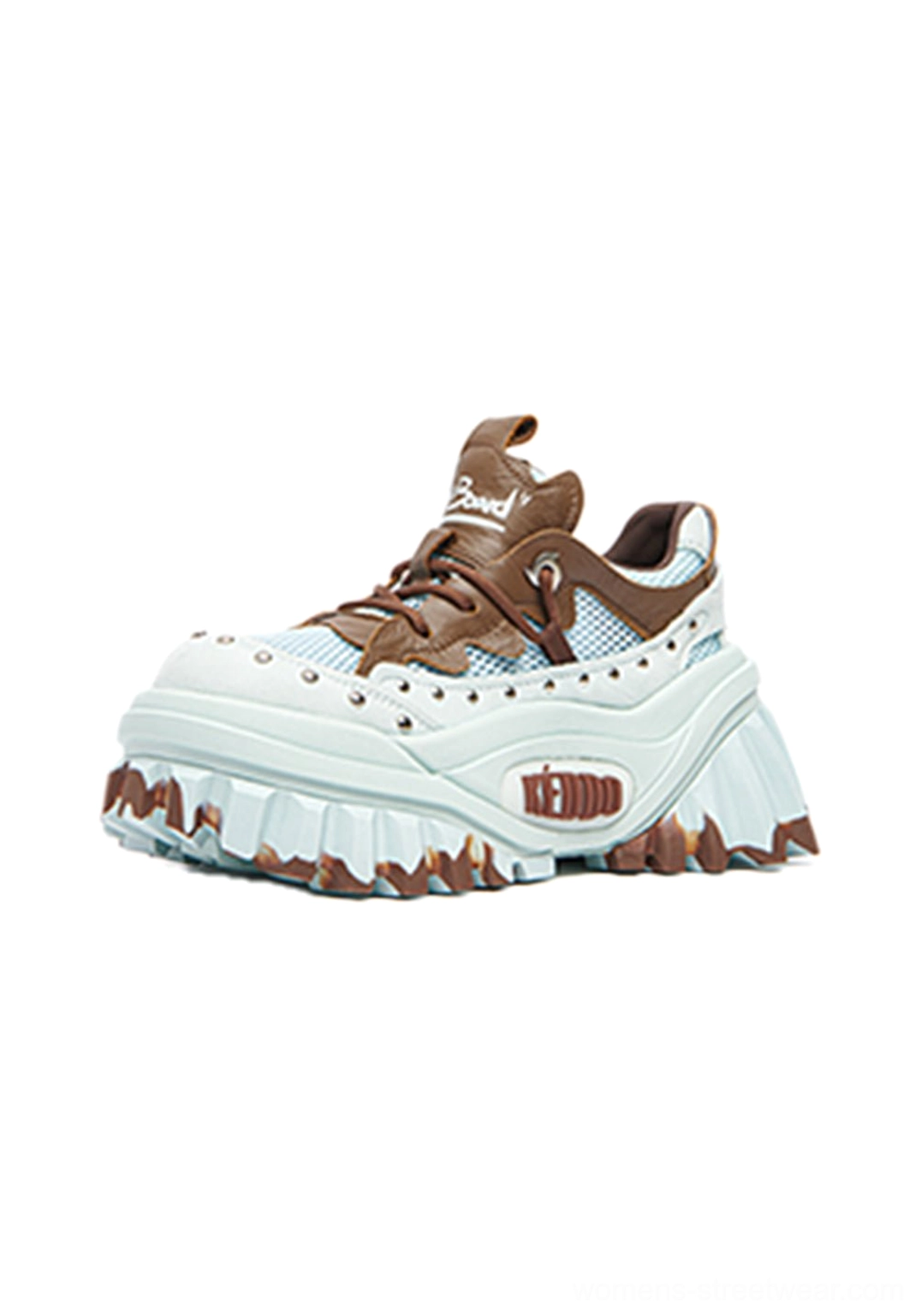 Women’s chunky platform loafers with sculptural wave sole, rounded toe, and alternative Y2K fashion aesthetic