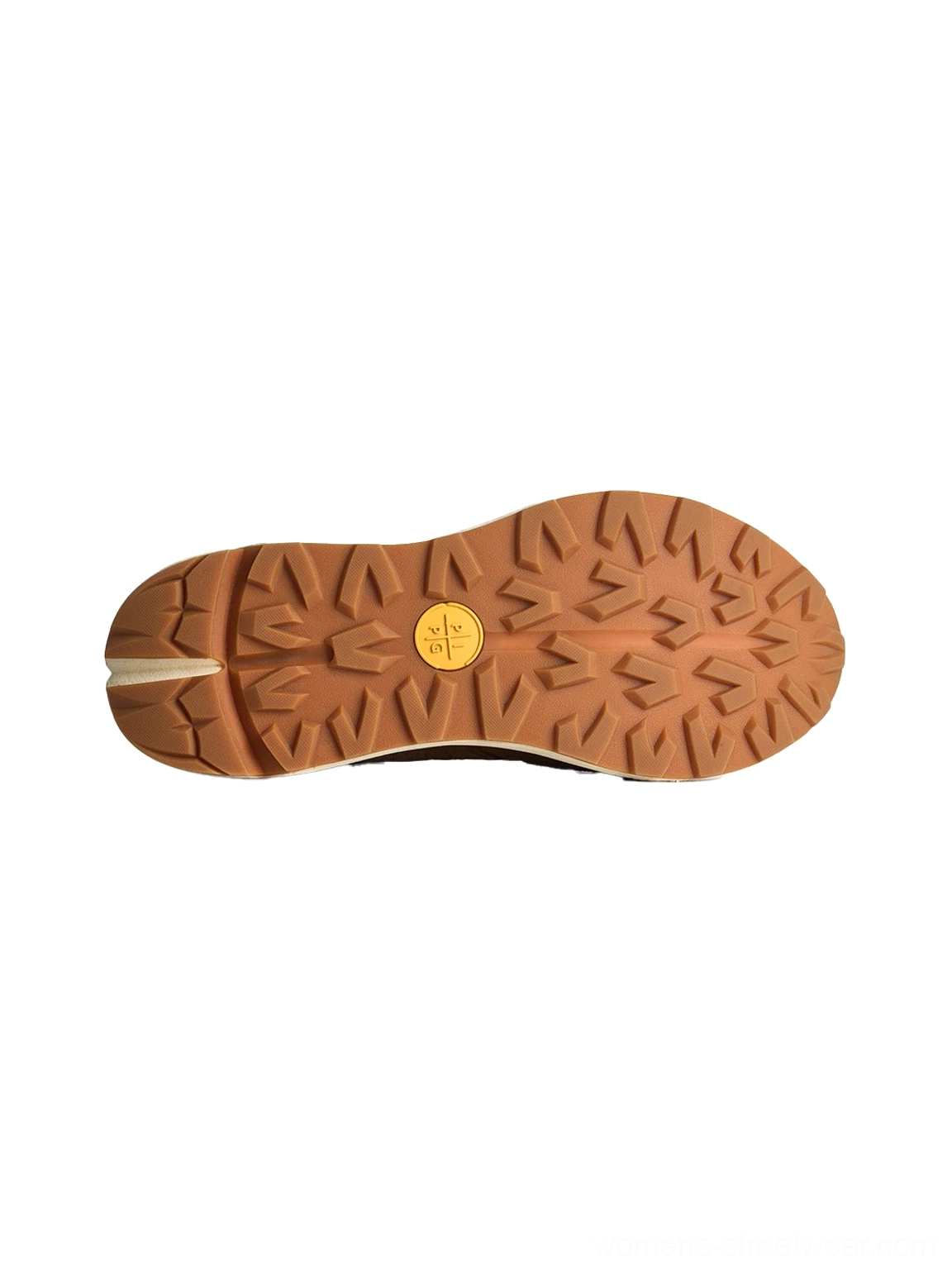Coffee and brown trail runner sneakers with rugged molded outsole and relaxed Acubi inspired styling