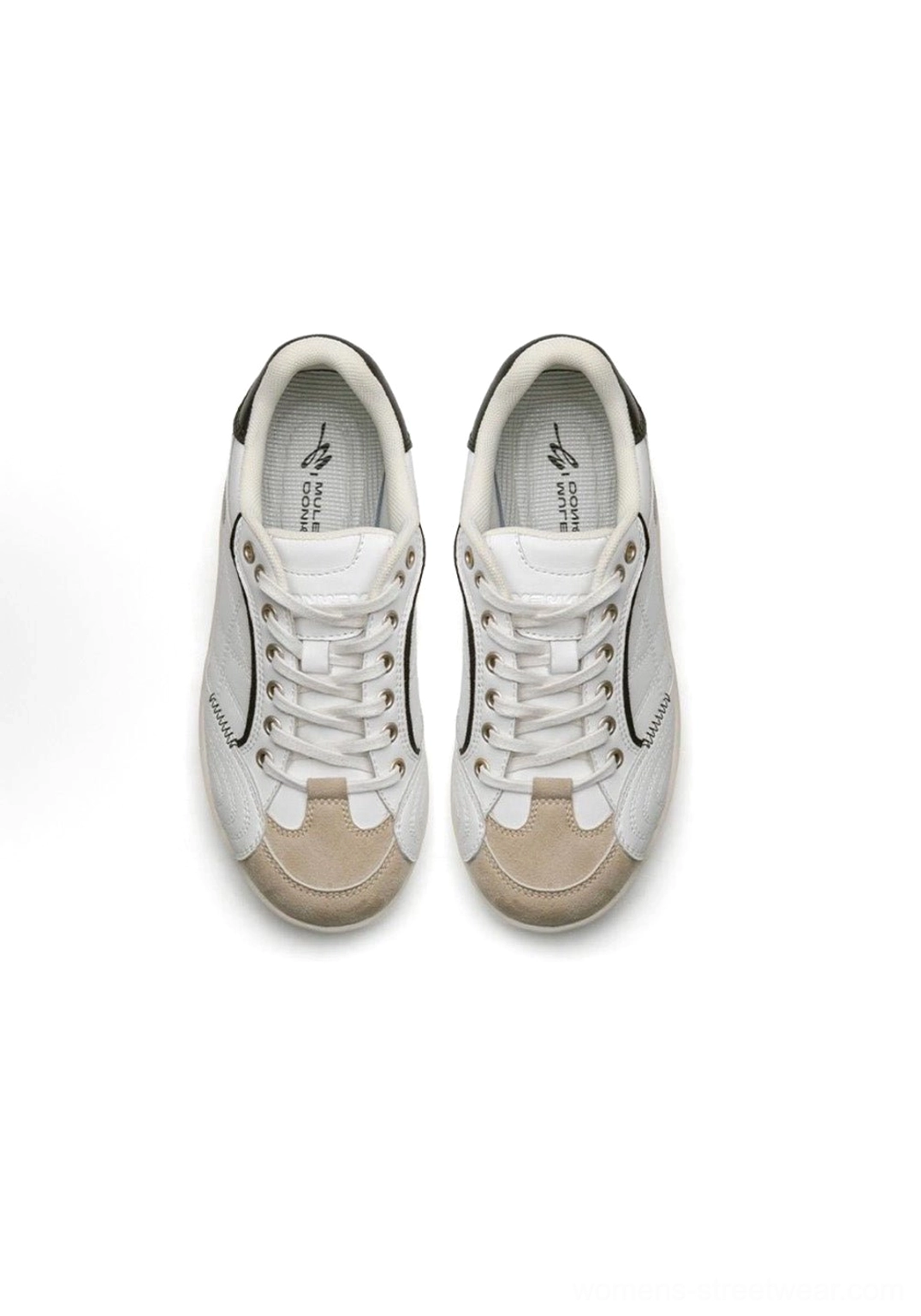 Street style fashion photography featuring retro colorblock German trainer sneakers styled with urban streetwear outfit and contemporary aesthetic