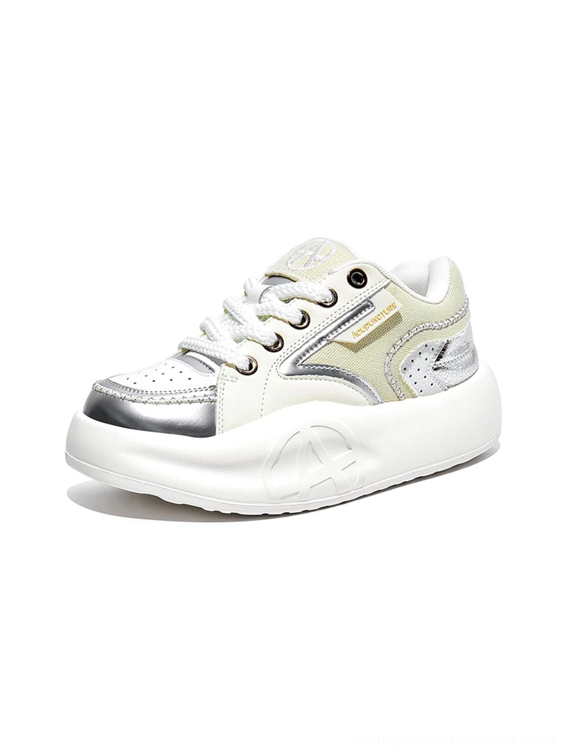 Colorful pastel platform sneakers with lightweight athletic construction and metallic details for contemporary urban styling