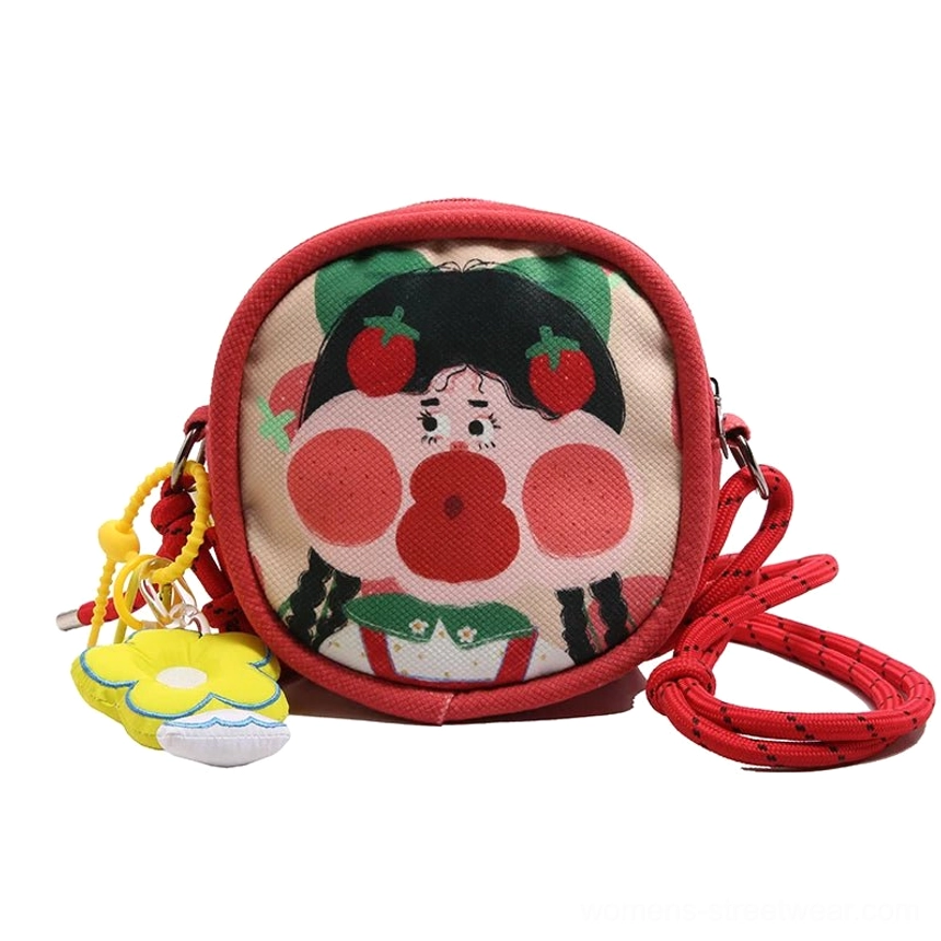 Compact cartoon girl crossbody bag with bright streetwear color palette and lightweight everyday design