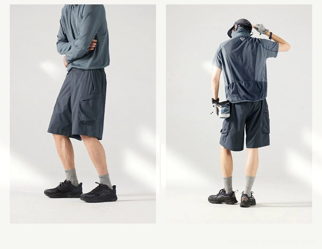 Contemporary gorpcore shorts combining practical cargo pockets, lightweight fabric, and easy movement for active days
