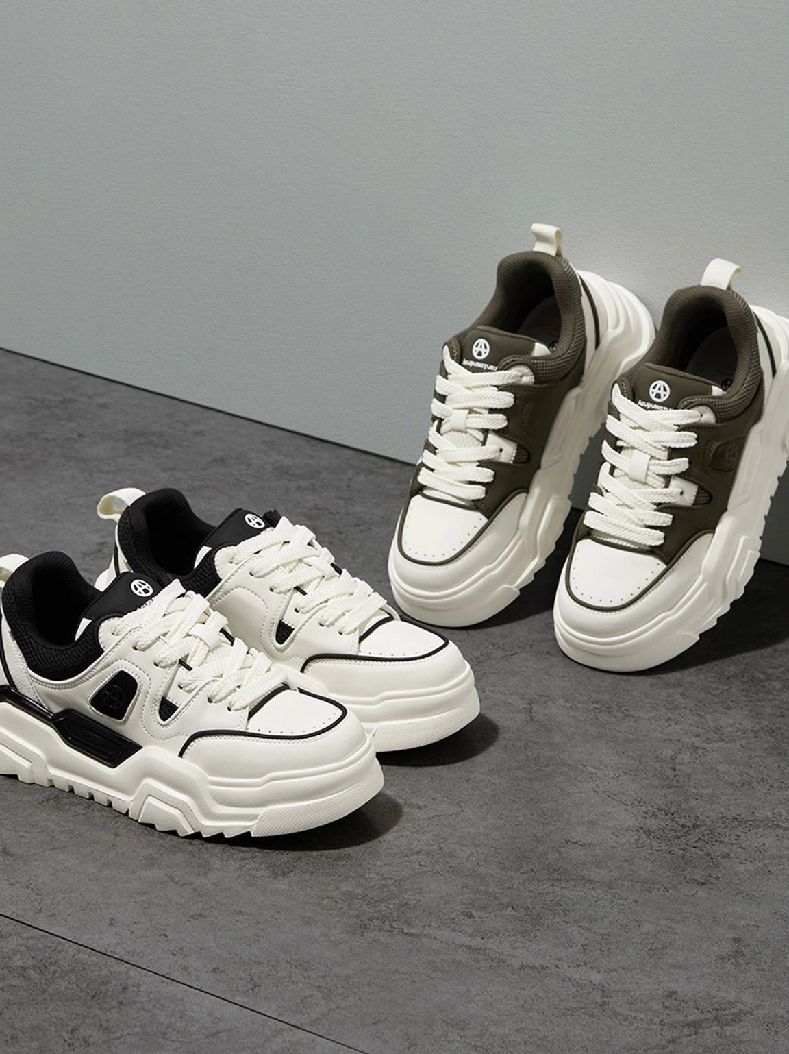 Contrast cutout lug sole platform sneakers complete product detail view