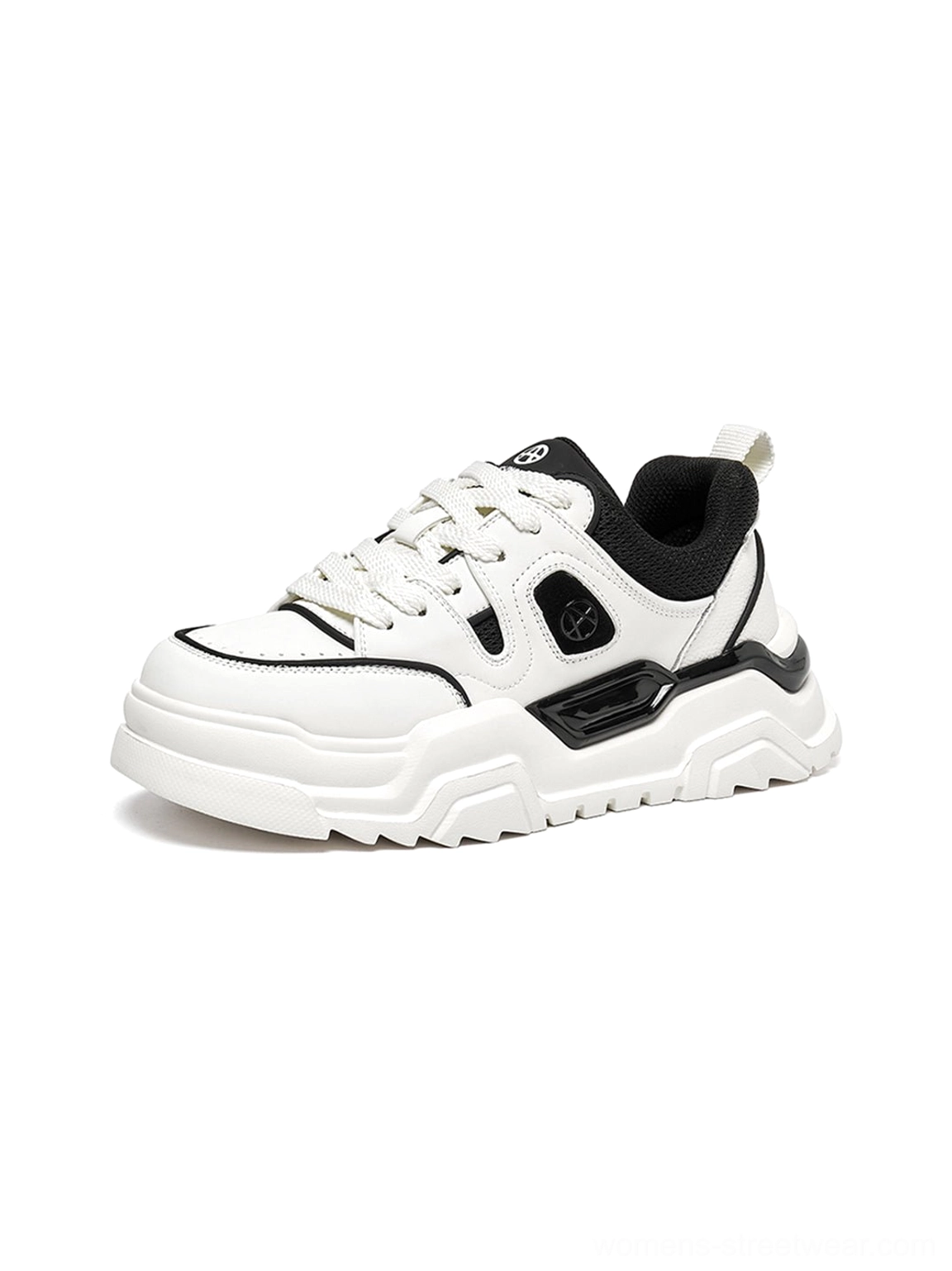 Contrast cutout lug sole platform sneakers padded collar detail