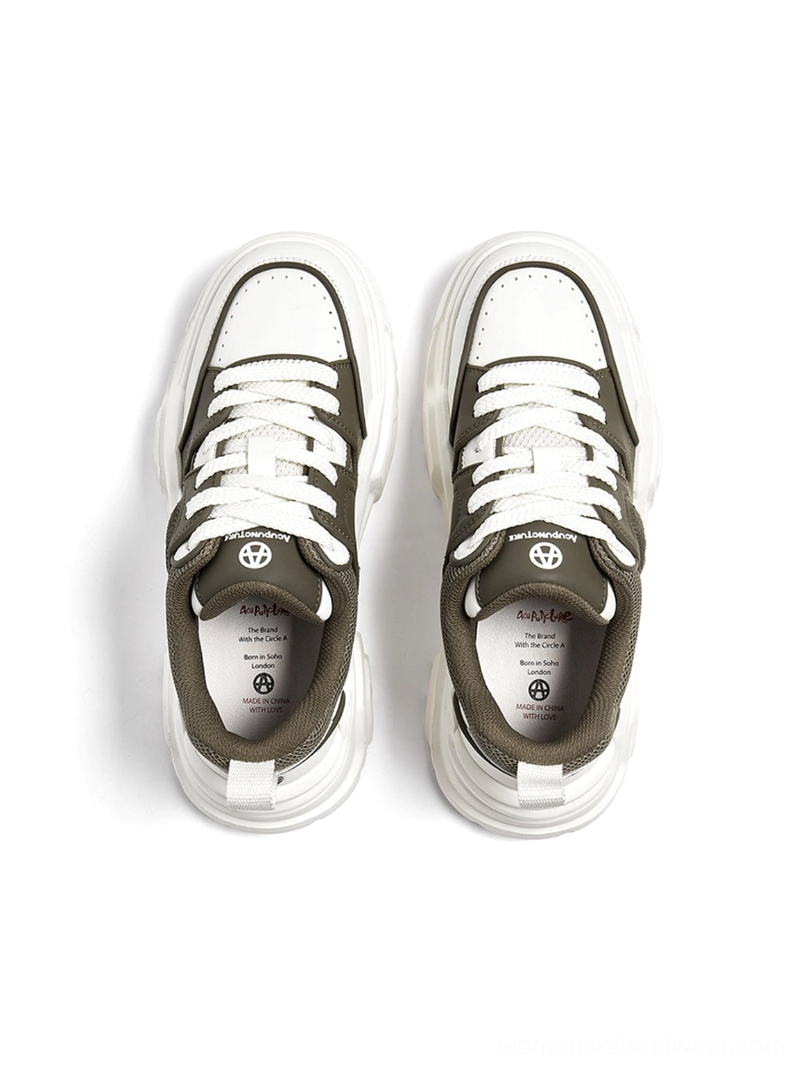 Contrast cutout lug sole platform sneakers rear heel construction view