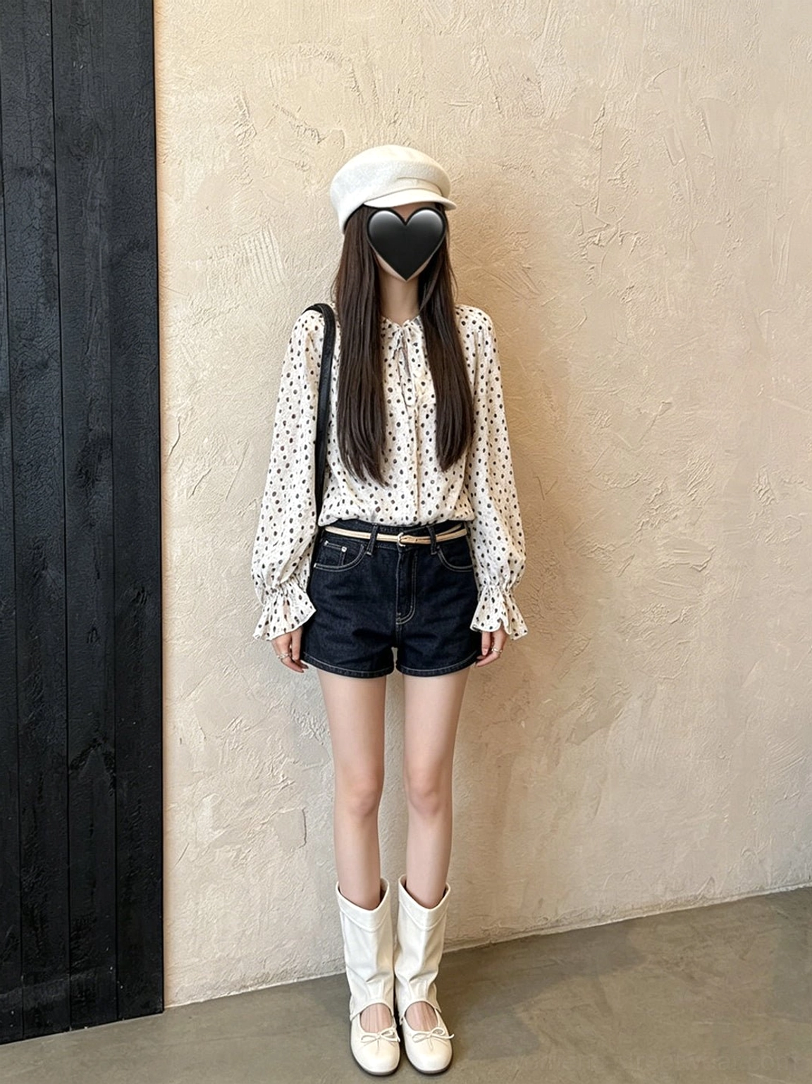 Slouchy sandal boots with detachable bows and metal stud accents for Seoul streetwear styling